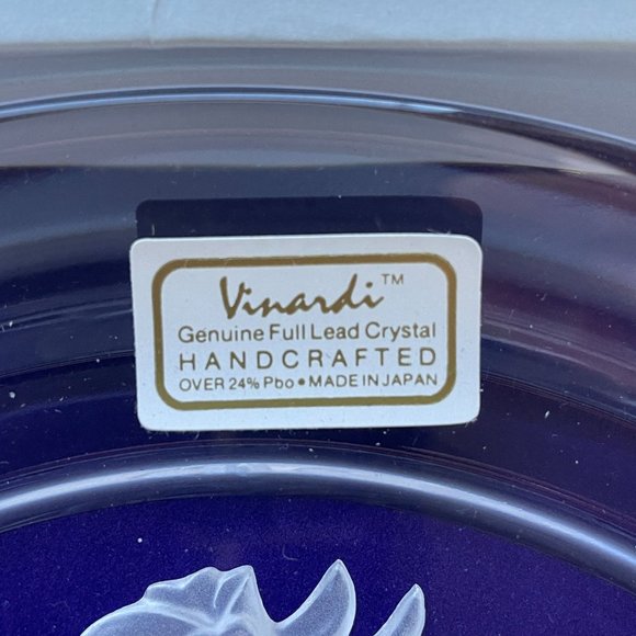 Vinardi Signed by Artist T. Yamamoto Handcrafted Lead Crystal Pansy Flower Plate - Picture 4 of 10